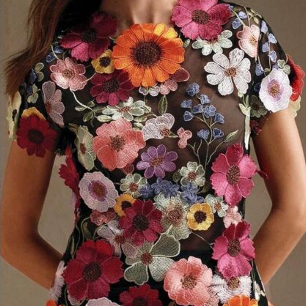 Floral Embroidered Sheer Top